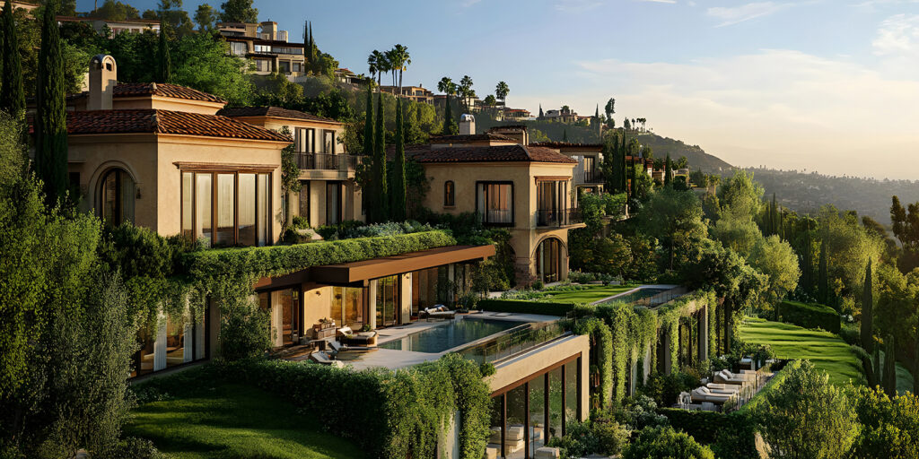 exterior view of an ultra-luxury home in Los Angeles